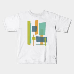 Funky Rectangles Orange Blue Turquoise Green Mid Century Retro Kids T-Shirt